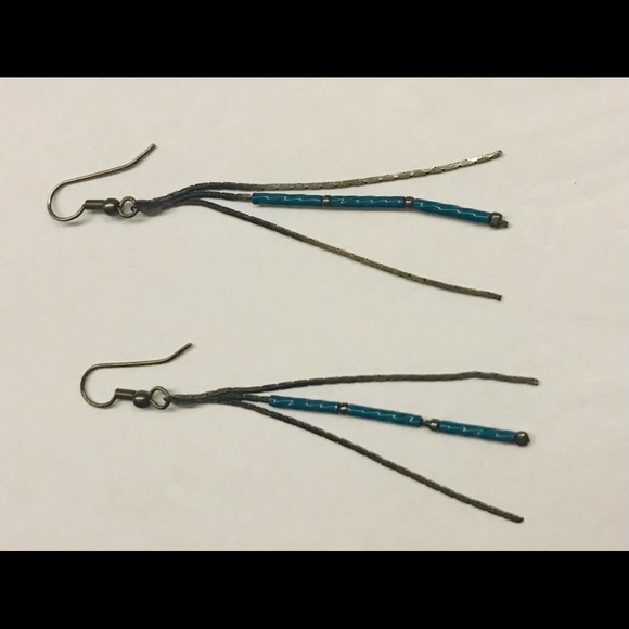 Silver and Blue Handmade by Silver Artist Earrings Original Owner - Picture 7 of 11